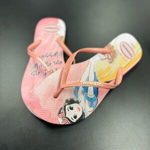 Havaianas Disney Snow White Pink Womens Flip Flops Size 9 Rubber Girls Shoes